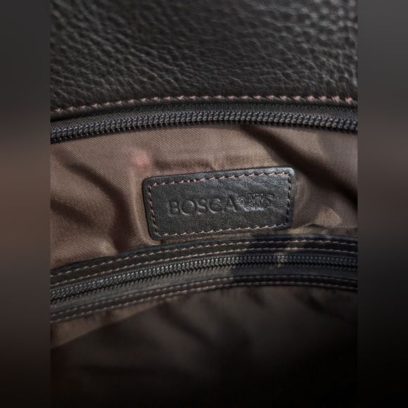 BOSCA Brown Soft Leather Zip Around Briefcase Messenger Bag Adjustable Strap - Picture 6 of 9